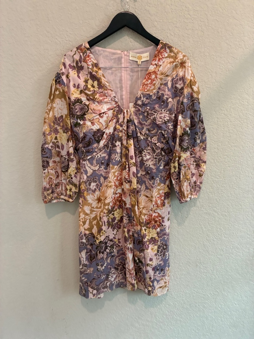NWT Anna Cate Floral V-Neck Dress in Lavender and Blush Tones